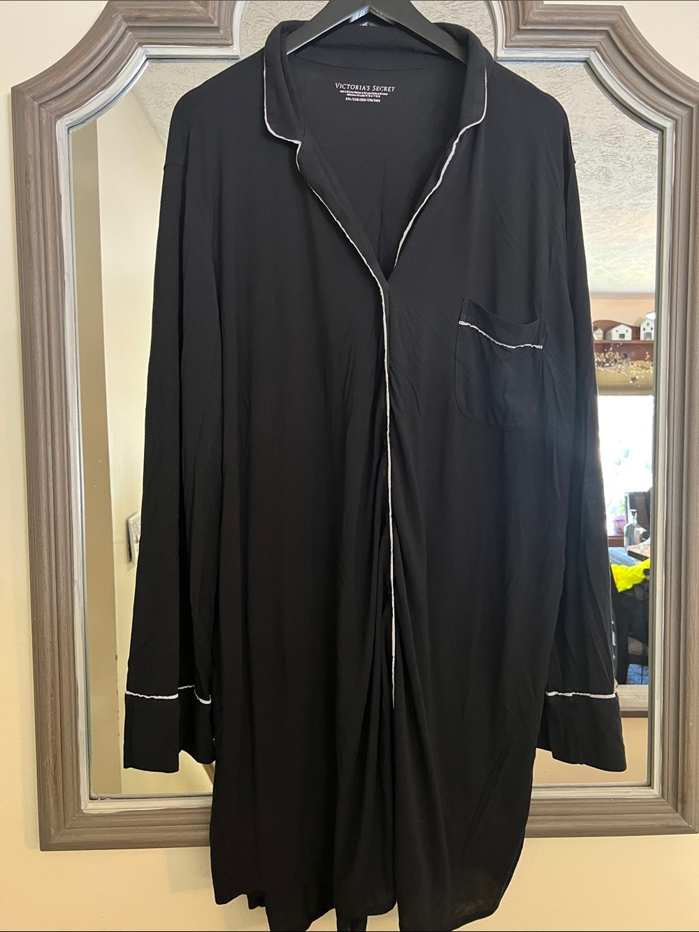 Victoria's Secret Black Sleep Shirt with White Piping